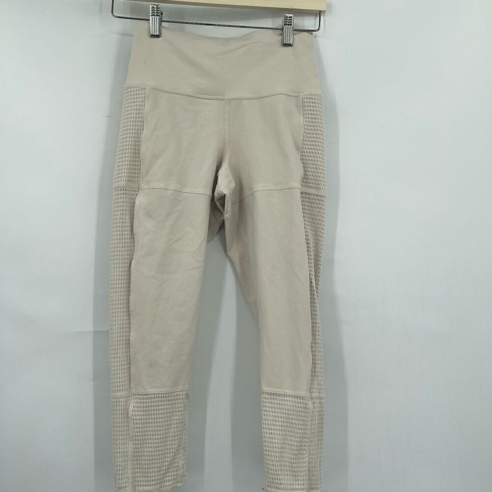 Alo Yoga Cream Knit High Waisted Energized Mesh Skinny Leggings Small